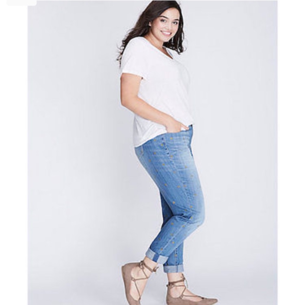 Lane Bryant Foil Dot Boyfriend Jeans